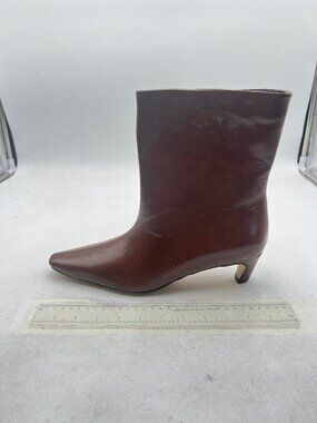 Brown Low Heel Ankle Boots Square Toe Ladies Winter Party Casual Walking Booties